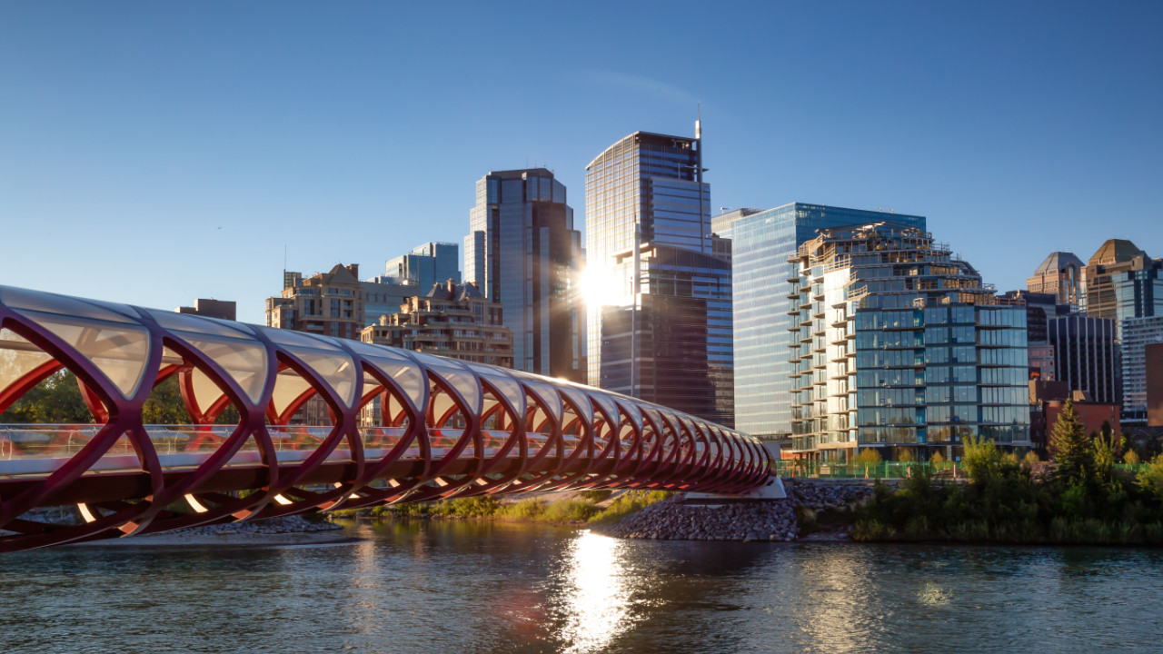 bridge over Bow river in Calgary